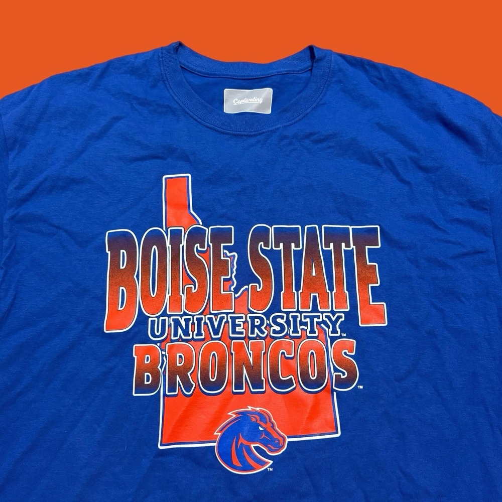 Captivating Boise State Broncos T-Shirt BSU Football Mens Size XL Blue Brand New